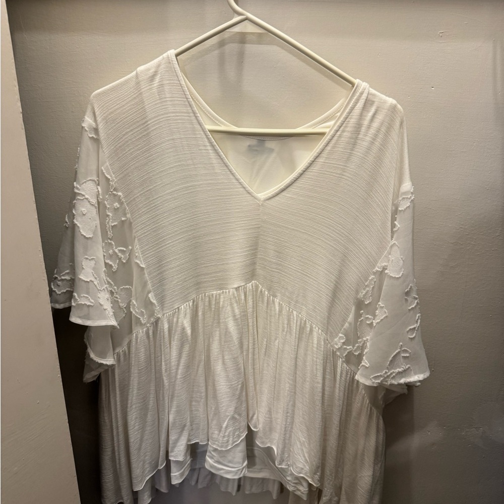 Buckle Black White Lace Trimmed Women's Top